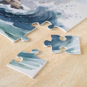 Waterverf Lighthouse gepersonaliseerd Legpuzzel (Zijkant)