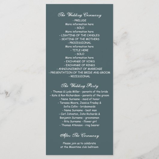 Waterverf Lights Palms Beach Wedding Programma's (Achterkant)