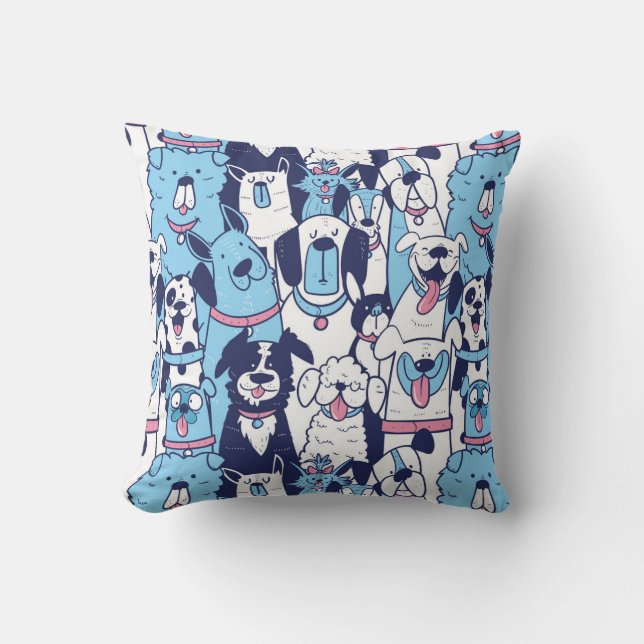 Waterverf Lijn tekening Dog Puppy Animal Art Kussen (Voorkant)