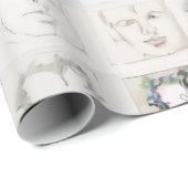 Waterverf lijntekening van mannen cadeaupapier (Rol Hoek)