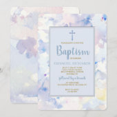 Waterverf Lijst Blauw Religieuze Uitnodiging (Voorkant / Achterkant)