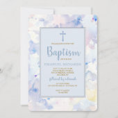 Waterverf Lijst Blauw Religieuze Uitnodiging (Voorkant)