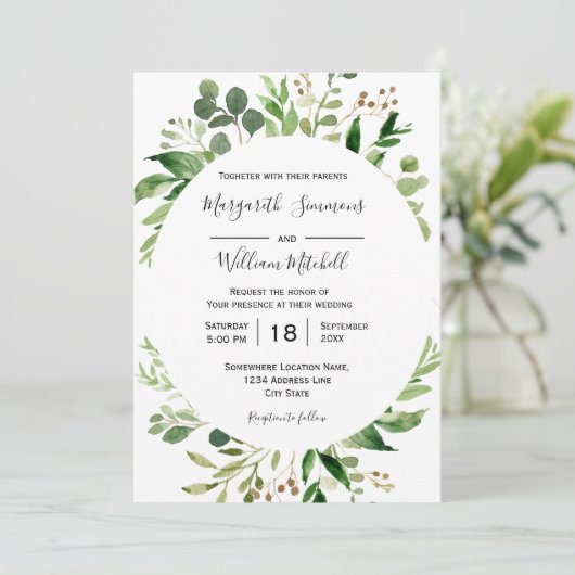 Waterverf lijst  bruiloft zomerweddenschap kaart (Staand voorkant)