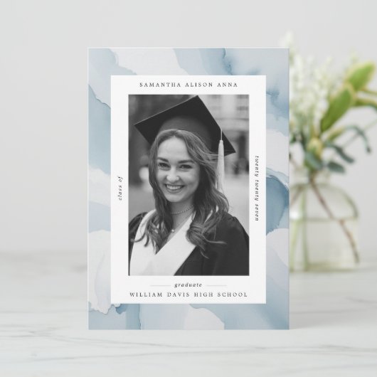 Waterverf lijst Elegant Afstuderen Aankondiging (Staand voorkant)