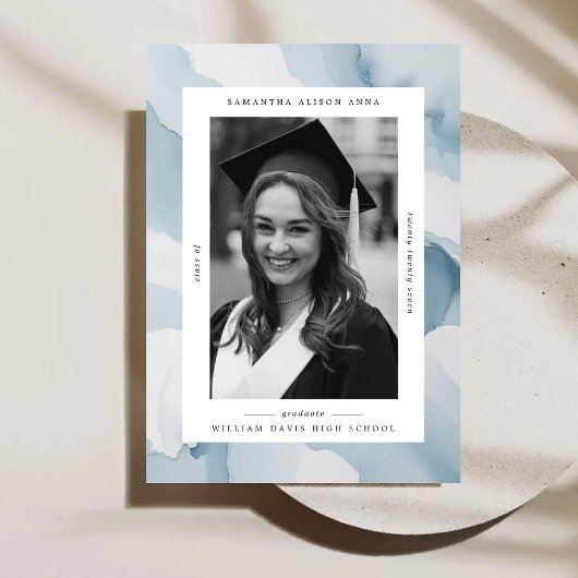 Waterverf lijst Elegant Afstuderen Aankondiging