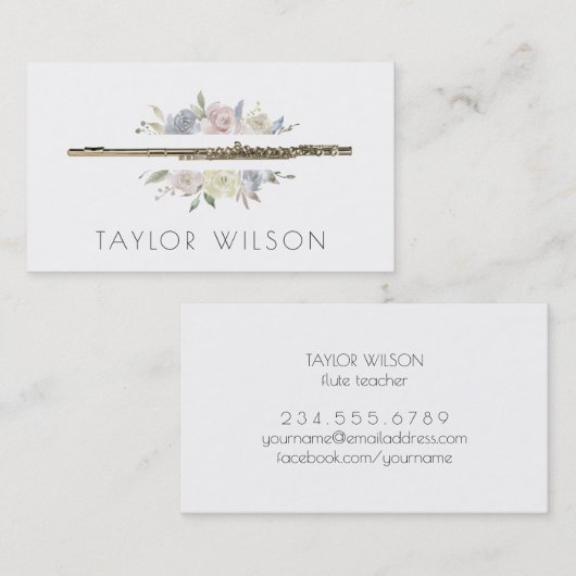 waterverf lijst fluitdocent visitekaartje (Voorkant / Achterkant)