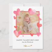 Waterverf Lijst Hart Foto Valentijns Feestdagenkaart (Voorkant)