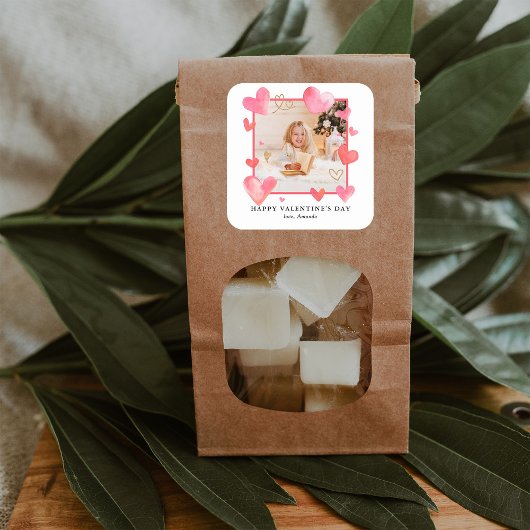 Waterverf Lijst Hart Foto Valentijns Vierkante Sticker