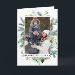 Waterverf Lijst Prettige feestdagen Foto gevouwen<br><div class="desc">Moderne groene Waterverf Lijst met ruggengraat en pinnen Prettige feestdagen fotovakantiekaart</div>