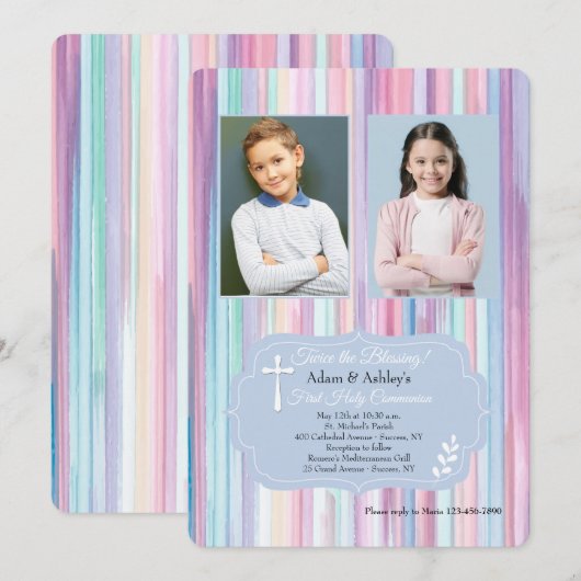 Waterverf Lijst Religieuze Uitnodiging (Voorkant / Achterkant)