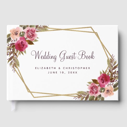 Waterverf Lijst van bruiloft Gastenboek (Voorkant)