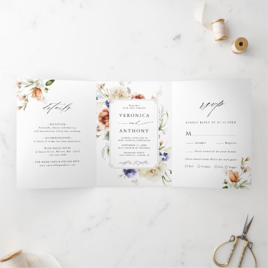 Waterverf Lijst van tuinbouwhout Drieluik Uitnodiging (Binnen)