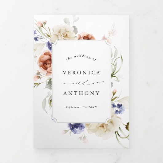 Waterverf Lijst van tuinbouwhout Drieluik Uitnodiging (Cover)