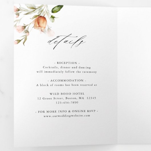 Waterverf Lijst van tuinbouwhout Drieluik Uitnodiging (Binnenzijde eerst)