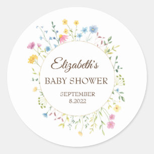 Waterverf Lijst Wildbloem Ronde Sticker