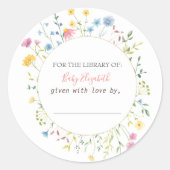 Waterverf Lijst Wildbloem Ronde Sticker (Voorkant)