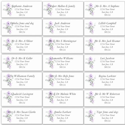 Waterverf Lila Adresetiketten voor de ontvang van  Sticker (Voorkant)