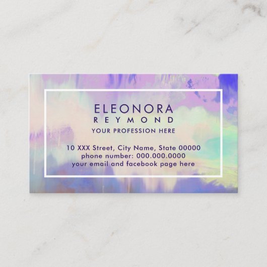 Waterverf Lila blauw ombre elegant Visitekaartje (Voorkant)