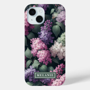 Waterverf Lila bloemen Aangepast iPhone 15 Case
