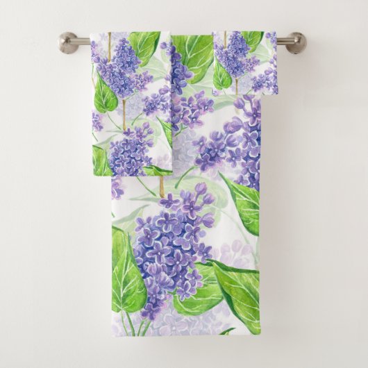 Waterverf lila bloemen bad handdoek (Insitu)