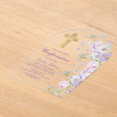 Waterverf Lila Bloemen Boog Bevestiging Acryl Uitnodigingen (Laagn)