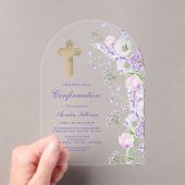 Waterverf Lila Bloemen Boog Bevestiging Acryl Uitnodigingen (Insitu (Draagbaar))