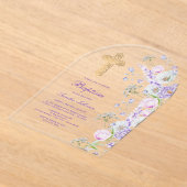 Waterverf Lila Bloemen Boog Doop Acryl Uitnodigingen (Laagn)