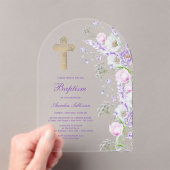 Waterverf Lila Bloemen Boog Doop Acryl Uitnodigingen (Insitu (Draagbaar))