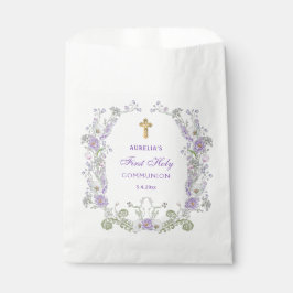Waterverf Lila Bloemen Boog Eerste Communie Bedankzakje