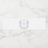 Waterverf Lila Bloemen Boog Eerste Communie Waterfles Etiket (Enkel label)