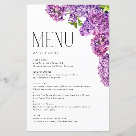 Waterverf Lila Bloemen Botanische Bruiloft (Voorkant)