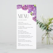 Waterverf Lila Bloemen Botanische Bruiloft Menu (Staand voorkant)