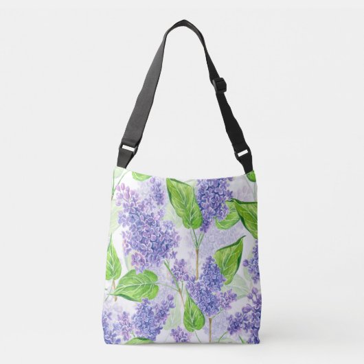 Waterverf lila bloemen crossbody tas (Voorkant)
