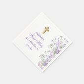 Waterverf Lila Bloemen Eerste Communie Servet (Hoek)