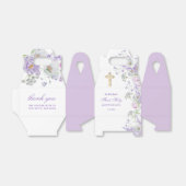 Waterverf Lila bloemen eerste communie tafel Bedankdoosjes (Uitgevouwen)