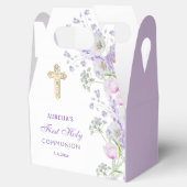 Waterverf Lila bloemen eerste communie tafel Bedankdoosjes (Geopend)