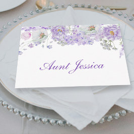 Waterverf Lila Bloemen Flat Place Card