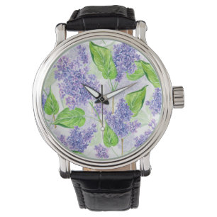 Waterverf lila bloemen horloge