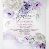 Waterverf Lila bloemen IN ÉÉN WEDING Drieluik Uitnodiging (Binnenkant midden)