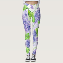 Waterverf lila bloemen leggings