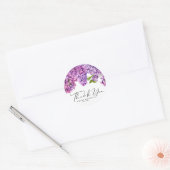 Waterverf Lila Bloemen Lente Bruiloft Dank u Ronde Sticker (Envelop)