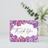 Waterverf Lila Bloemen Lijst Botanisch Dank u Briefkaart (Staand voorkant)