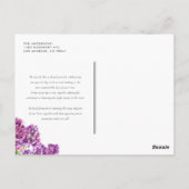 Waterverf Lila Bloemen Lijst Botanisch Dank u Briefkaart (Achterkant)