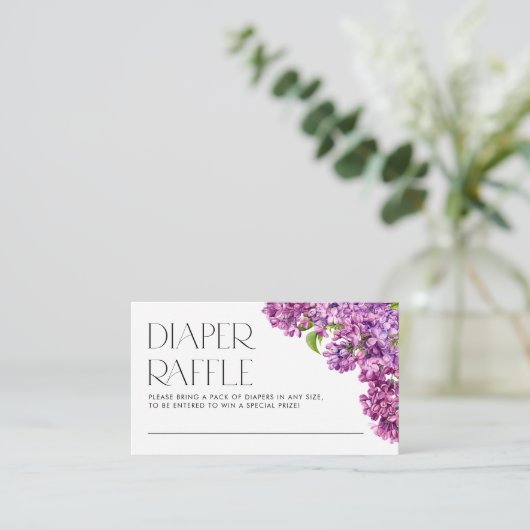 Waterverf Lila Bloemen Luier Raffle Game Informatiekaartje (Staand voorkant)