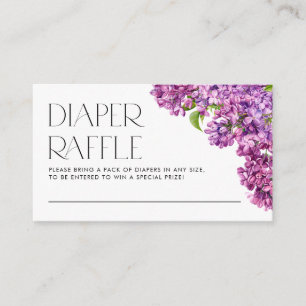 Waterverf Lila Bloemen Luier Raffle Game Informatiekaartje