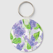 Waterverf lila bloemen sleutelhanger (Voorkant)