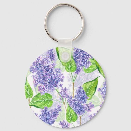 Waterverf lila bloemen sleutelhanger (Voorkant)