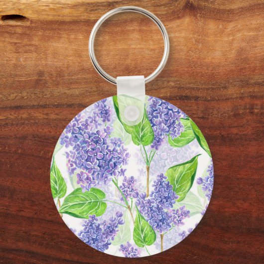 Waterverf lila bloemen sleutelhanger (Voorkant)