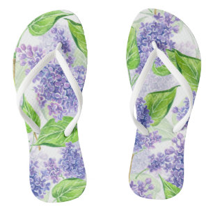 Waterverf lila bloemen teenslippers