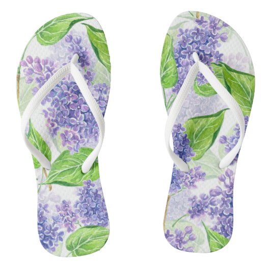 Waterverf lila bloemen teenslippers (Voetbed)